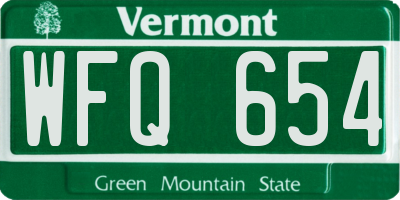 VT license plate WFQ654
