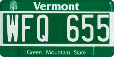 VT license plate WFQ655