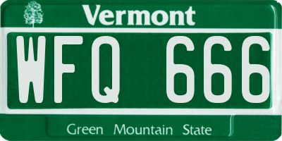 VT license plate WFQ666