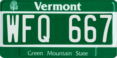 VT license plate WFQ667