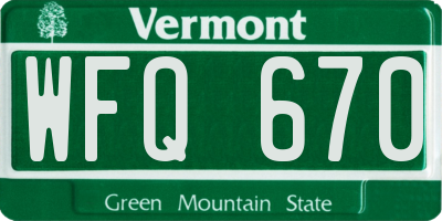 VT license plate WFQ670
