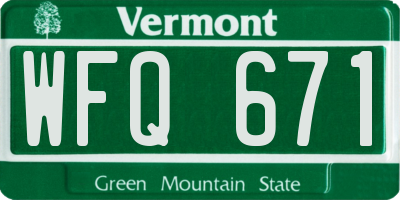 VT license plate WFQ671
