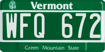 VT license plate WFQ672