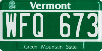 VT license plate WFQ673