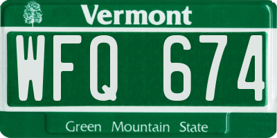 VT license plate WFQ674