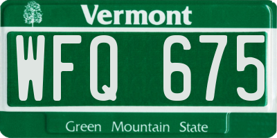 VT license plate WFQ675
