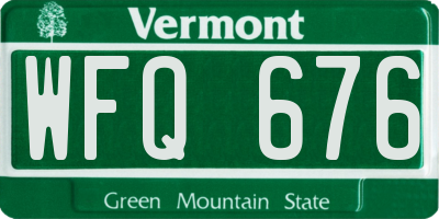 VT license plate WFQ676