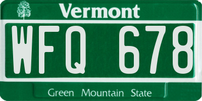 VT license plate WFQ678