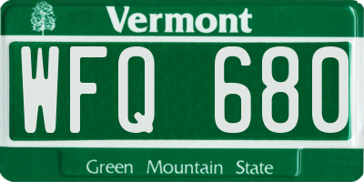 VT license plate WFQ680