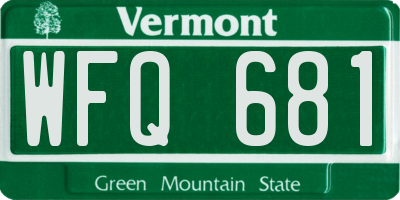VT license plate WFQ681