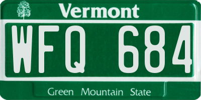 VT license plate WFQ684