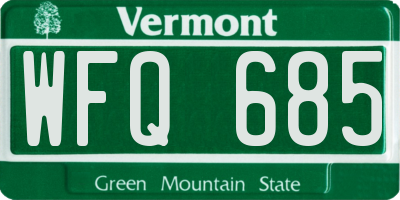 VT license plate WFQ685
