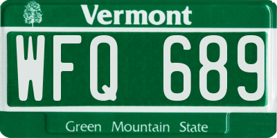 VT license plate WFQ689
