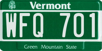 VT license plate WFQ701