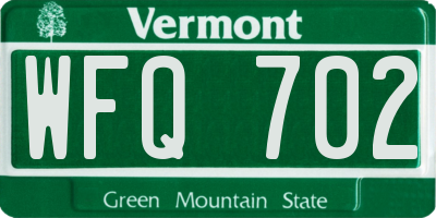 VT license plate WFQ702