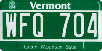 VT license plate WFQ704
