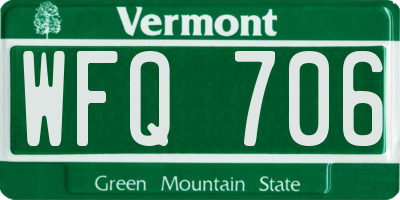 VT license plate WFQ706