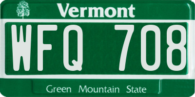 VT license plate WFQ708