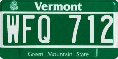 VT license plate WFQ712
