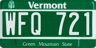 VT license plate WFQ721
