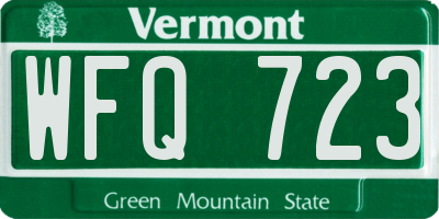 VT license plate WFQ723