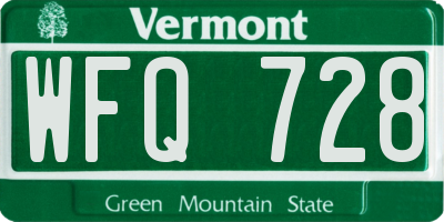 VT license plate WFQ728