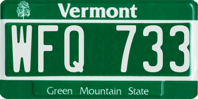 VT license plate WFQ733