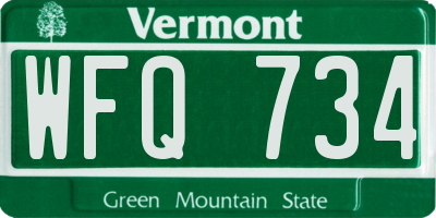 VT license plate WFQ734