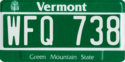 VT license plate WFQ738