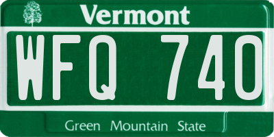 VT license plate WFQ740