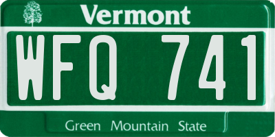 VT license plate WFQ741