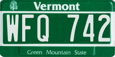 VT license plate WFQ742