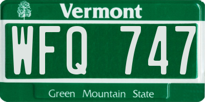 VT license plate WFQ747