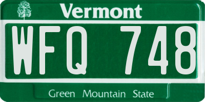 VT license plate WFQ748