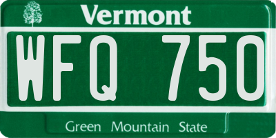 VT license plate WFQ750