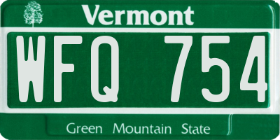 VT license plate WFQ754