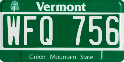 VT license plate WFQ756