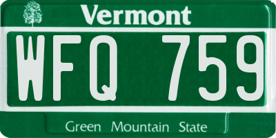 VT license plate WFQ759