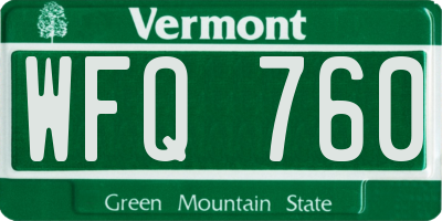 VT license plate WFQ760