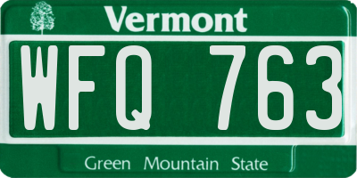 VT license plate WFQ763