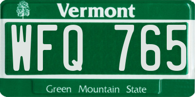 VT license plate WFQ765