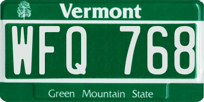 VT license plate WFQ768