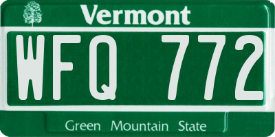 VT license plate WFQ772
