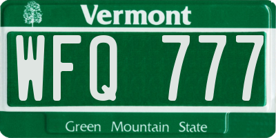 VT license plate WFQ777
