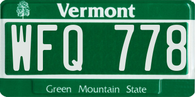 VT license plate WFQ778