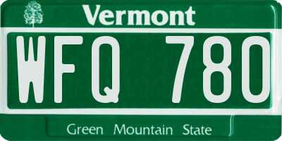 VT license plate WFQ780