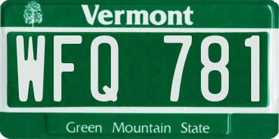 VT license plate WFQ781