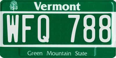VT license plate WFQ788
