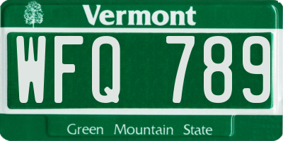 VT license plate WFQ789