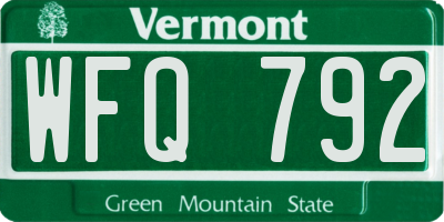 VT license plate WFQ792
